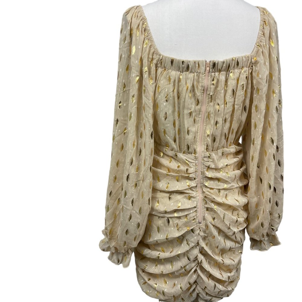 NWT Fashion Nova Always Chasing Ruched Mini Dress Taupe Women's XL 1X Shimmer - Picture 4 of 9